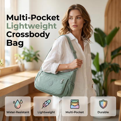 🔥 50% DE DESCONTO | Bolsa Transversal Feminina com Vários Bolsos – Leve e Resistente à Água