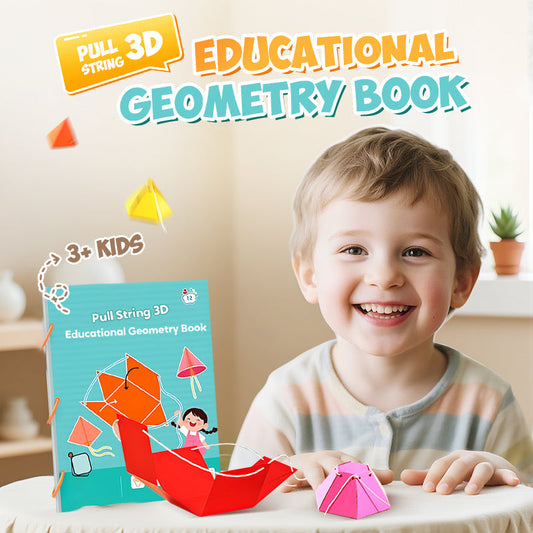👶✨Livro didático de geometria 3D com cordão para puxar
