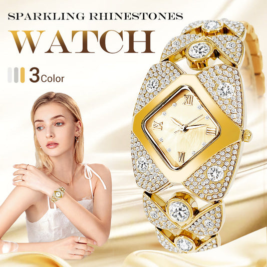 💜Relógio retro de quartzo com strass brilhantes⌚