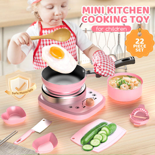 🎁[Melhor Presente para Crianças]🍳Brinquedo de Mini Cozinha Real para Crianças - Conjunto com 22 Peças
