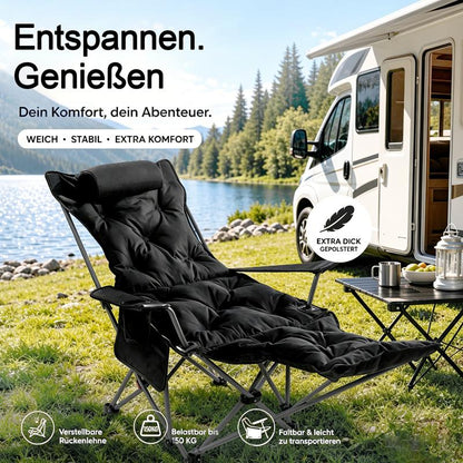 🪑 50% DE DESCONTO! 🌿 Cadeira dobrável e ajustável para uso externo – Leve, resistente e versátil – Ideal para jardim, camping, praia ou varanda – Fácil de transportar e montar 🏕️✨