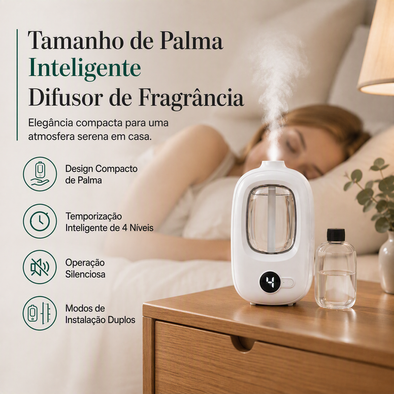 Difusor Aromático Automático com Temporizador de 4 Níveis – Aromatizador USB para Casa, Quarto, Escritório e Carro