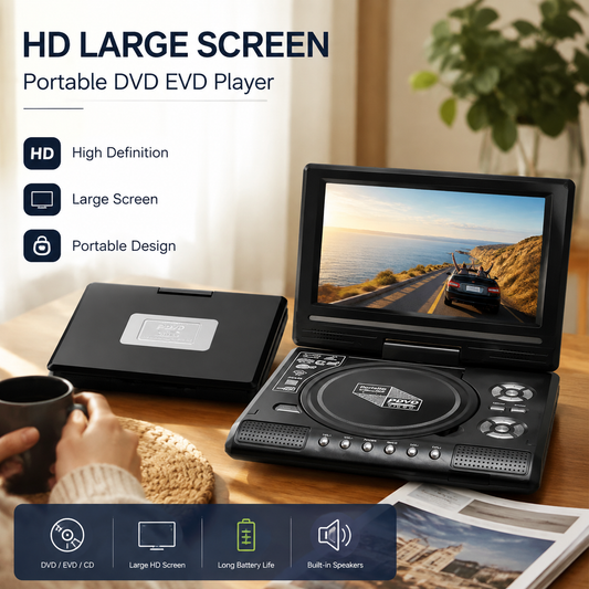 📢📢50% OFF !! ⏰📺 7.8" HD Portable DVD/EVD Player – Large Screen, Rechargeable & Compatible with DVD/CD/USB/SD – Perfect for Home & Travel