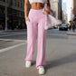 💗 Último Dia da Oferta Especial - 60% de Desconto 💕 Calça Feminina Lisa, Solta e de Perna Reta