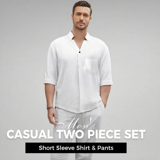 🎉GRANDE PROMOÇÃO🎉Conjunto de duas peças masculino moderno com blusa e calça de algodão e linho