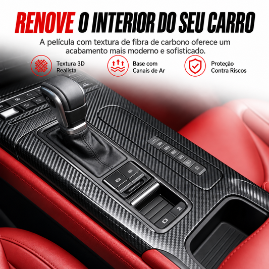 Película Adesiva Automotiva com Efeito Fibra de Carbono 3D e 6D