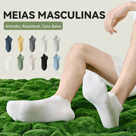 Meias Masculinas Antiodor, Respirável, Cano Baixo