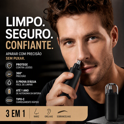 🔥 Hoje -50%! 👃 Aparador elétrico de pelos do nariz e orelha – preciso, recarregável e compacto