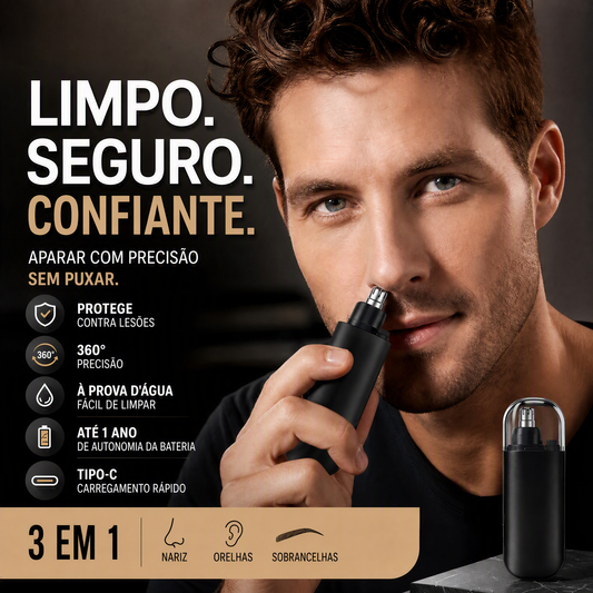 🔥 Hoje -50%! 👃 Aparador elétrico de pelos do nariz e orelha – preciso, recarregável e compacto