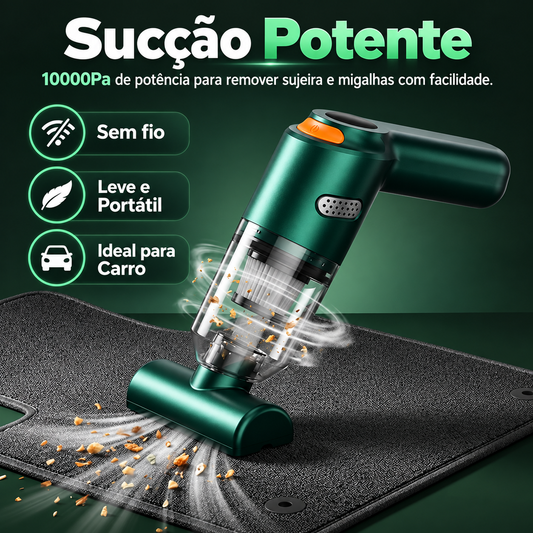 🔥 50% DE DESCONTO | Aspirador de Pó Portátil Sem Fio 10000Pa – Potente, Leve e Recarregável para Carro, Casa e Escritório