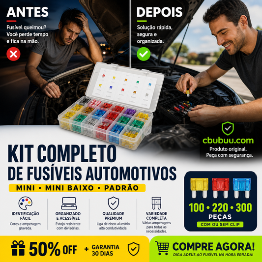 🔌🛡️ Kit de fusíveis para carro – alta qualidade, 100-300 peças – proteção confiável! ⚡