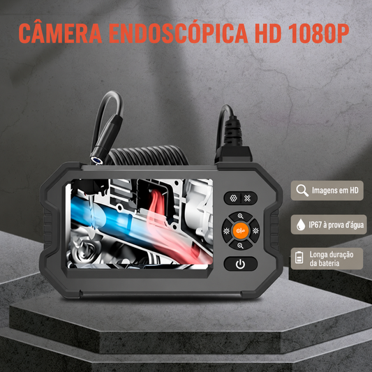🔥 50% OFF | Câmera Endoscópica 1080P com Tela de 4,3” – Sonda IP67 à Prova d’Água e Recarregável