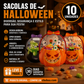 💥 50% de desconto! 🎃 Sacolas de presente de Halloween – 10 unidades, transparentes com estampa de abóbora. Com zíper e alça resistente. Material PP. Perfeitas para doces ou travessuras e lembrancinhas de festa 🍬