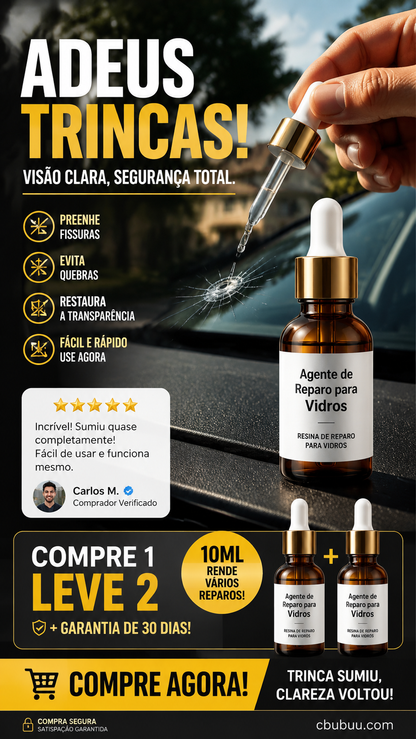 🏭Diretamente da fábrica de vidro, compre 2 e ganhe 3 grátis! 💦Uma gota repara todas as fissuras no vidro! 🚗Produto para reparação de fissuras no vidro