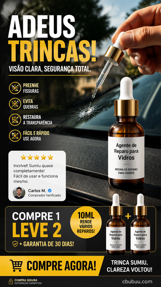 🏭Diretamente da fábrica de vidro, compre 2 e ganhe 3 grátis! 💦Uma gota repara todas as fissuras no vidro! 🚗Produto para reparação de fissuras no vidro