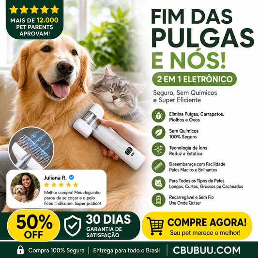 💗50% DE DESCONTO NO ÚLTIMO DIA⚡50K+ VENDIDOS!!🐈Escova Elétrica para Grooming de Pets🐕Proteja seus amigos peludos de ácaros, pulgas e pelos embaralhados!