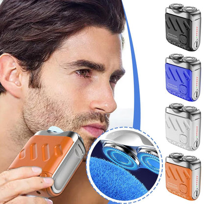 Barbeador Elétrico Portátil com Lâmina Rotativa Dupla e Recarga Tipo-C