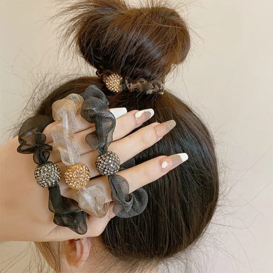 Elásticos de Cabelo Elegantes com Tela de Strass