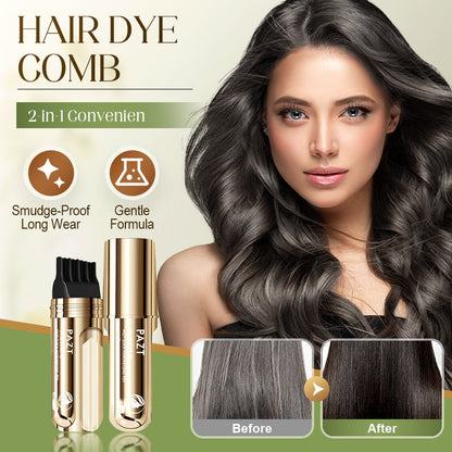 💇‍♀️ COMPRE 3 GANHE 2! ✨ PENTE DE TINTURA DE CABELO 2 EM 1 - Aplicação de precisão para cobertura de cabelos grisalhos, fórmula anti-gotejamento com óleo de argan nutritivo, tempo de processamento de 5 minutos 🌸🧴