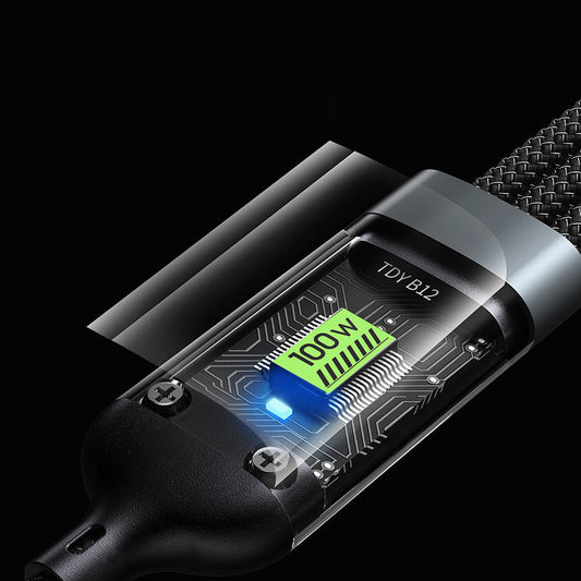 Cabo de Carregamento Muito Rápido 3 em 1 Luminoso e Transparente