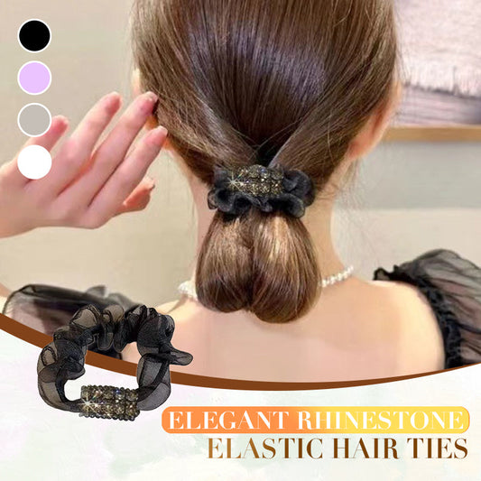 4 unidades de elásticos elegantes para cabelo com strass