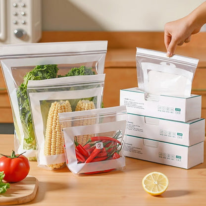 🛍️✨ Sacos transparentes para alimentos – Vedação dupla reforçada, à prova de vazamentos e perfeitos para cozinha, viagens e freezer 🧊🥩