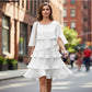 🎊📣Vestido feminino elegante de manga com babados em camadas