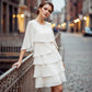 🎊📣Vestido feminino elegante de manga com babados em camadas