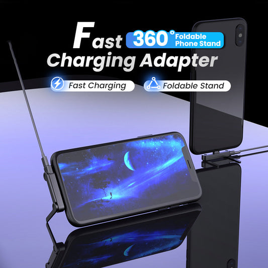 🔋50% DE DESCONTO AGORA!⚡Adaptador de Carregamento Rápido com Suporte Dobrável 360° para Celular – Compatibilidade Universal, Design Compacto e Visualização sem Uso das Mãos📱