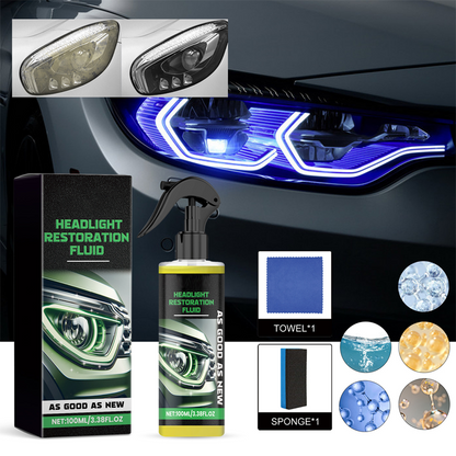 🚗【Restaurador de cristal de farol】 - Um toque e as lentes amareladas ficam cristalinas. O velho se torna novo e seus faróis brilham como novos! ✨🔦
