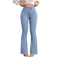 👖 Jeans femininos de cintura alta – Elásticos e com pernas largas! ✨💙