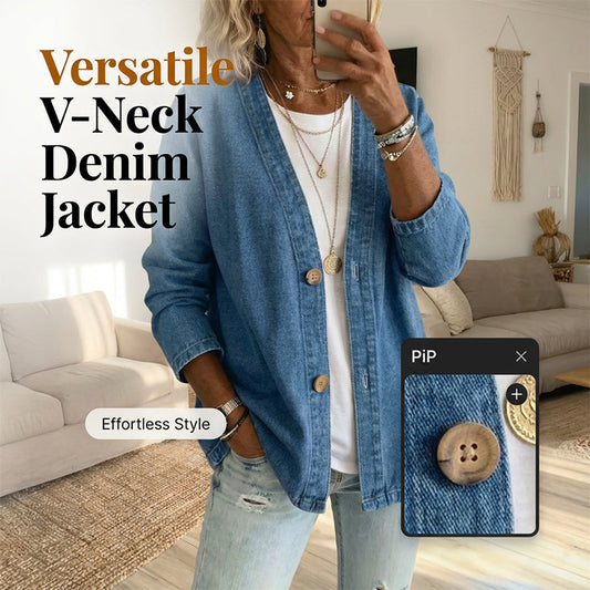 ⏳Oferta por tempo limitado: 50% de desconto⏰Jaqueta jeans feminina clássica com botões frontais🧥