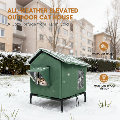Casinha para Gatos de Área Externa – Proteção Contra Chuva e Frio, Elevada e Dobrável | 50% de Desconto