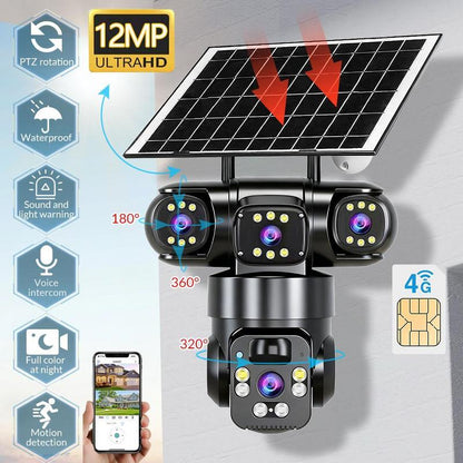 📢📢50% DE DESCONTO!!!⏰Câmara de segurança Wi-Fi para exterior de 6K e 9 MP | Zoom de 10x, 3 lentes, PTZ de 360° | Resistente à água (IP66), visão noturna a cores, áudio bidirecional, deteção de movimento