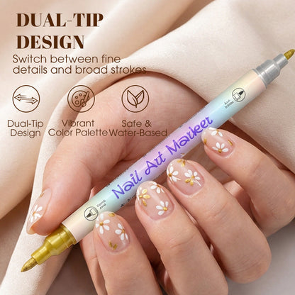 🔥50% DE DESCONTO⏰Conjunto de Canetas para Arte de Unhas com Duas Pontas