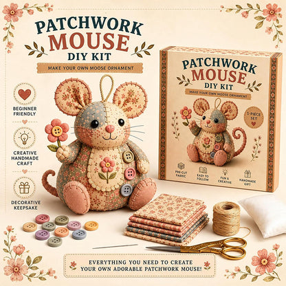 🥳PROMOÇÃO IMPERDÍVEL DE 2026🥳💞MAIS DE 33 MIL VENDIDOS! ！Kit de Costura DIY Ratinho Patchwork – Artesanato em Tecido 3D para Iniciantes, Alívio do Estresse, Presente Criativo
