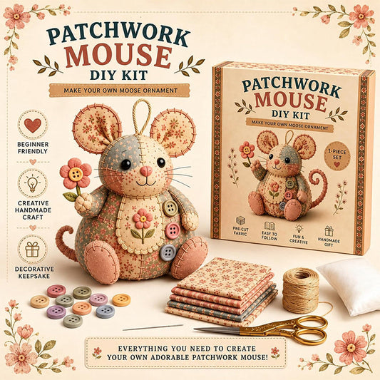 🥳PROMOÇÃO IMPERDÍVEL DE 2026🥳💞MAIS DE 33 MIL VENDIDOS! ！Kit de Costura DIY Ratinho Patchwork – Artesanato em Tecido 3D para Iniciantes, Alívio do Estresse, Presente Criativo