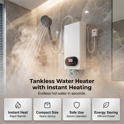 🔥 50% OFF – Aquecedor Elétrico de Água Instantâneo com Display LED para Cozinha e Banheiro