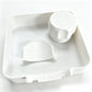 Bandeja coletora universal para máquinas de lavar roupa de carregamento frontal.
