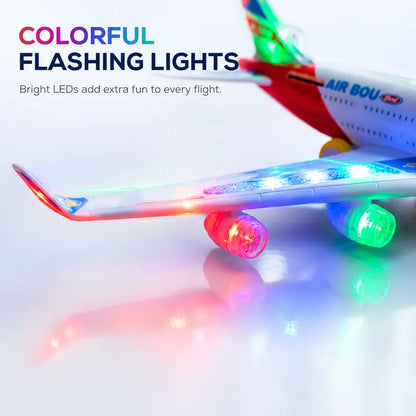 ✈️ 50% DE DESCONTO | Avião Elétrico de Brinquedo com Luzes Coloridas, Sons e Desvio Automático de Obstáculos