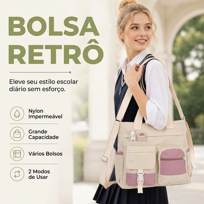 🔥 50% DE DESCONTO HOJE! Bolsa Retrô Feminina de Grande Capacidade – Leve, Organizada e Confortável