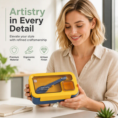 Marmita com Divisórias e Porta-Talheres – Pode Ir ao Micro-ondas, Ideal para Trabalho, Escola e Viagens