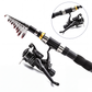 🎣 Kit Completo de Pesca Telescópico com Molinete, Iscas e Bolsa de Transporte – 2,1 m / 2,3 m | 50% de Desconto