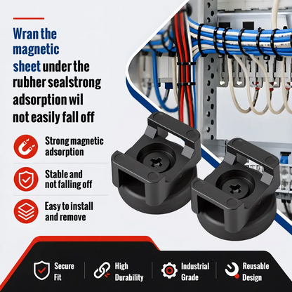 Suporte Magnético Giratório 360° para Abraçadeiras de Nylon – Organize Cabos sem Furar