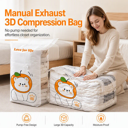 🔥 Saco de Compressão 3D sem Bomba – Economize Espaço em Armários e Malas | 50% de Desconto