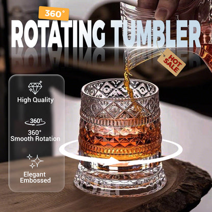 🥃 Copo Giratório 360° para Uísque – Design Elegante em Relevo, Base Estável e 300 ml | 50% de Desconto