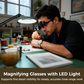 🔥 50% OFF | Óculos Lupa com LED e Lentes Intercambiáveis – Mãos Livres para Trabalhos de Precisão