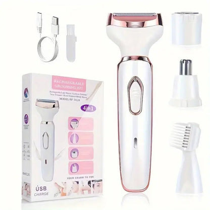 Aparador Elétrico Feminino 4 em 1 para Rosto e Corpo | 50% de Desconto | Frete Grátis + Impostos Inclusos