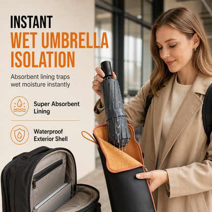 Capa Absorvente e Impermeável para Guarda-Chuva Dobrável com Alça | 🔥 50% OFF
