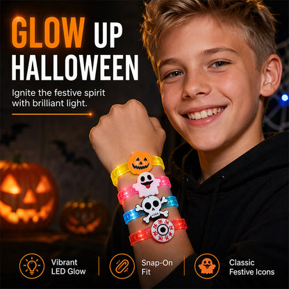 Kit com 6 Pulseiras Luminosas de Halloween para Crianças | 50% OFF